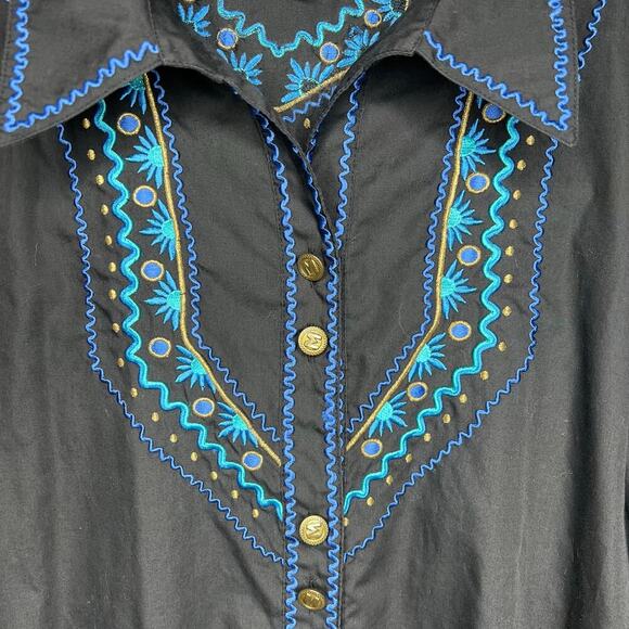 Bob Mackie Wearable Art Women's Western Embroidered Button Up Shirt Size XL Boho - Picture 3 of 10